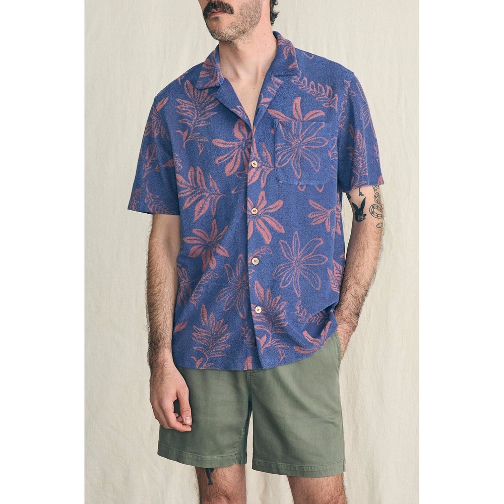 Faherty Blue and Pink Floral Button Down Shirt